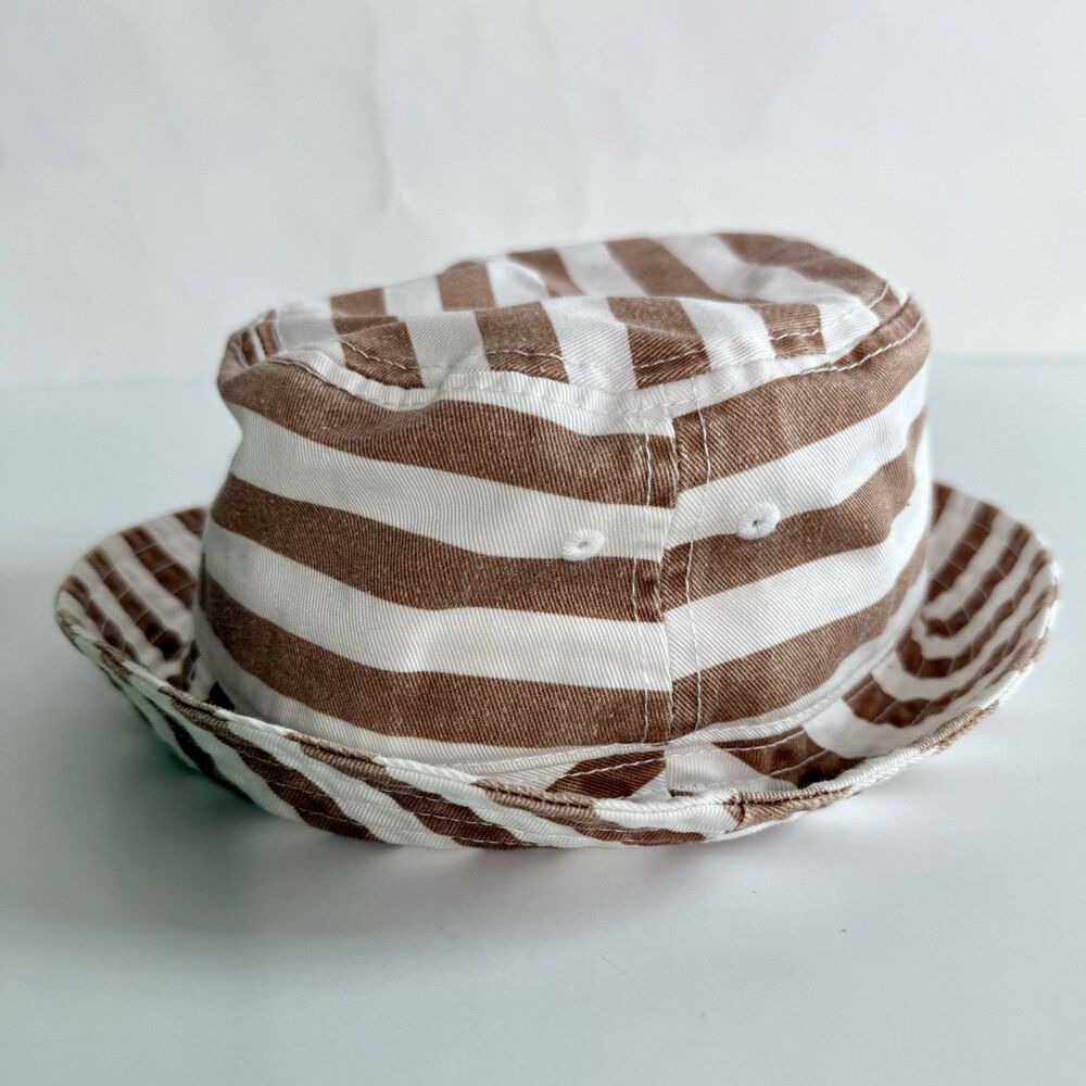 AERIE Bucket Hat Women's Sz O/S Brown & White Striped Cotton NWT Summer Beach - Picture 9 of 10